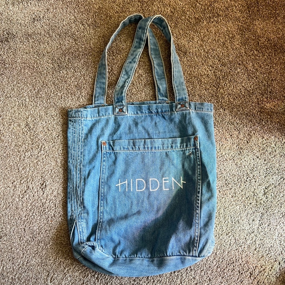 Hidden Denim Tote Bag Light Blue Patchwork Pocketbook Shoulder‎ Bag READ